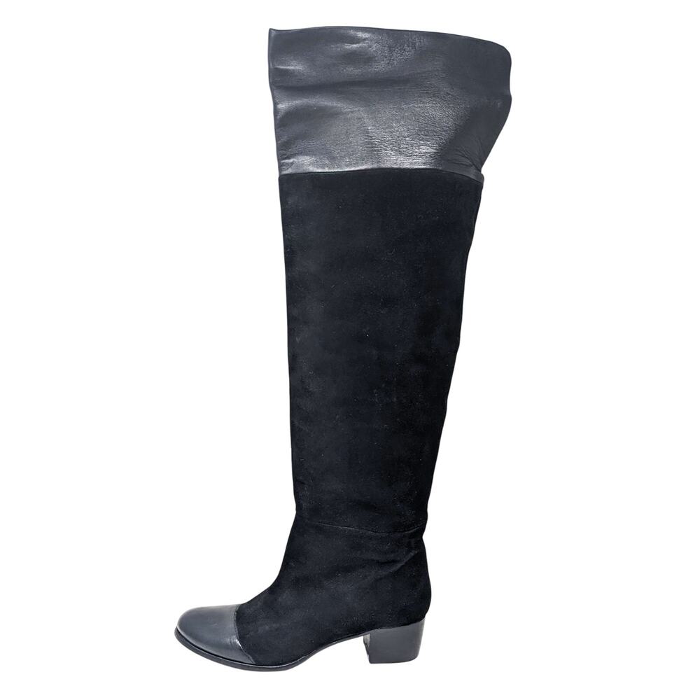 Joie Womens 9 39 Shoes Over The Knee OTK Boots Leather Suede Black Pull On